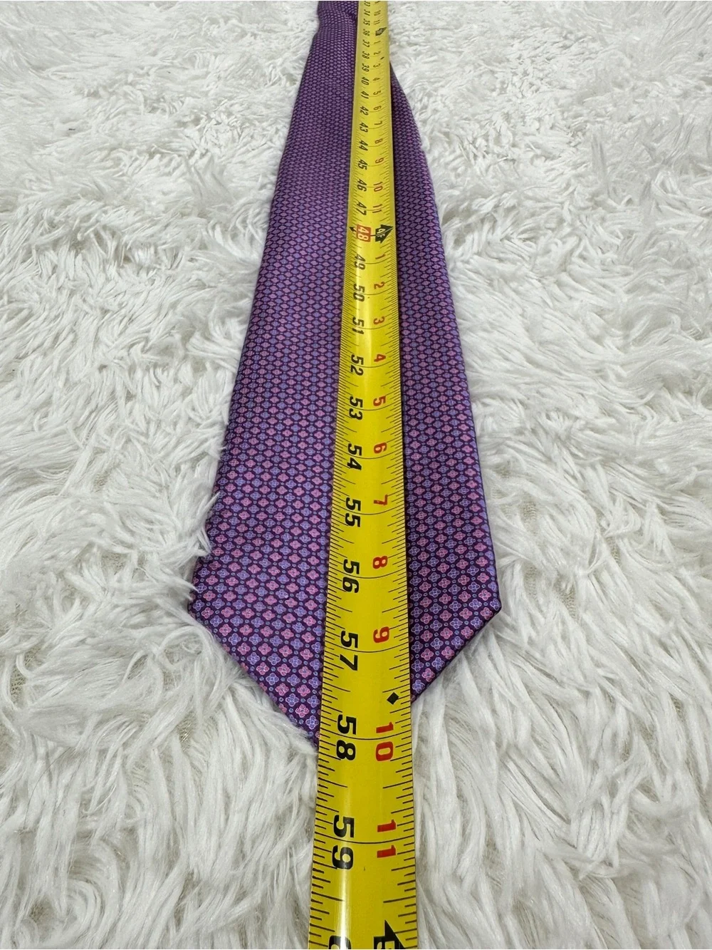 ERMENEGILDO ZEGNA Men Tie 100% Silk Purple Geometric Floral Made In Italy